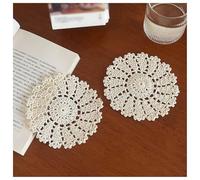 Lot de 2 Dessous de Verre en Coton Crocheté Fait Main, Décoratifs pour la Maison, Napperons en Dentelle de 12 Cm, Ronds
