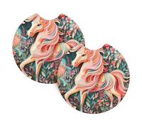 Lot de 2 dessous de verre en papier imprimé licorne rose pour décoration d'intérieur, 6,9 cm de diamètre