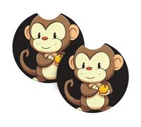 Lot de 2 Dessous de Verre pour Porte-gobelets de Voiture, Motif Singe Tenant Un Fruit, 6,9 cm, en néoprène antidérapant, Accessoires universels pour intérieur de Voiture, pour Femmes et Hommes