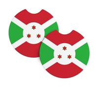 Lot de 2 dessous de verre pour voiture avec drapeau WHJSSF du Burundi - Accessoires automobiles résistants aux éclaboussures - Séchage rapide - Convient pour voitures, camions et bateaux