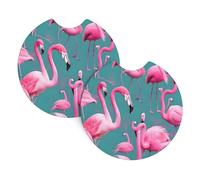 Lot de 2 dessous de verre pour voiture Motif WHJDPP A Flock of Flamants roses Accessoires automobiles résistants aux déversements Séchage rapide Convient pour voitures, camions et bateaux
