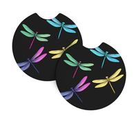 Lot de 2 dessous de verre pour voiture WHJDPP The Four Dragonfly Brothers - Accessoires automobiles résistants aux déversements, séchage rapide, adaptés pour voitures, camions et bateaux