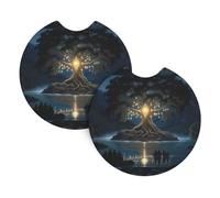 Lot de 2 dessous de verre pour voiture WHJSSF Ancient Tree of Wisdom - Accessoires automobiles résistants aux déversements - Séchage rapide - Convient pour voitures, camions et bateaux