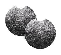 Lot de 2 dessous de verre ronds en caoutchouc souple avec imprimé à paillettes argentées brillantes pour camions, SUV, camionnettes, bateaux