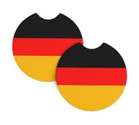 Lot de 2 dessous de verre ronds en caoutchouc souple et absorbant Motif drapeau de l'Allemagne