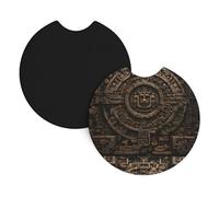Lot de 2 dessous de verre YYHHAOFA avec textures de civilisation ancienne imprimées sans odeur pour tous les porte-gobelets standard, parfaits pour les voitures, camions, SUV - 6,9 cm