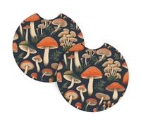 Lot de 2 dessous de verre YYHWHJDE comestibles vintage motif champignons inodores pour tous les porte-gobelets standard, parfaits pour les voitures, camions, SUV - 6,9 cm