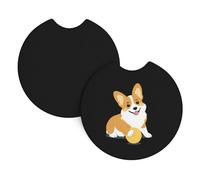 Lot de 2 dessous de verre Yyhwhjde Corgi jouant avec des balles de fourrure en caoutchouc chloroprène durable, imperméables, à séchage rapide, sans odeur