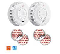 (Lot de 2) Détecteur de fumée - Pile 10 ans scellée - Connecté Wifi - Normes CE et EN + Kit de fixation magnétique