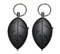 Lot de 2 détecteurs de clés légers en forme de feuille - Sifflet sans fil étanche - Télécommande clignotante - Noir