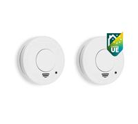 Lot de 2 détecteurs de fumée - Capteur Optique - Durée de Vie 10 Ans - Bouto...