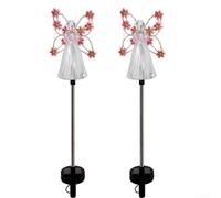 Lot de 2 détecteurs de lumière automatiques anges solaires à changement de | Changement LED multicolore, capteur de crépuscule automatique, charge solaire, construction en plastique