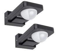 Lot de 2 détecteurs de mouvement infrarouges PIR extérieurs Maclean MCE243 GR IP65 360° distance 20 m puissance max 2000 W réglage temps et luminosité pour éclairage et appareils électriques