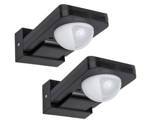 Lot de 2 détecteurs de mouvement PIR Maclean MCE243 360° extérieur IP65 capteur infrarouge LED haute sensibilité 2000W réglage temporisation et luminosité portée 20m avec kit de montage (Noir)