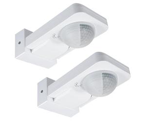 Lot de 2 détecteurs de mouvement PIR Maclean MCE243 360° extérieur IP65 capteur infrarouge LED haute sensibilité 2000W réglage temporisation et luminosité portée 20m avec kit de montage (Blanc)