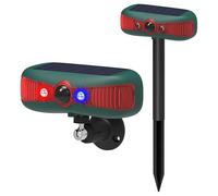 Lot de 2 détecteurs solaires stroboscopiques infrarouges avec détecteur de mouvement, lumière d'avertissement KINGCOO clignotante pour extérieur, système d'alerte de sécurité à 13 sons, double