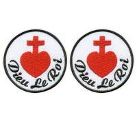 Lot de 2 - Dieu Le Roi - Sacred Heart Vendée - Ecusson brodé - Ecusson / Emblème