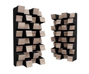 Lot de 2 diffuseurs acoustiques | Diffusion et absorption du son 2D | 25 x 50 cm | Panneau d'art mural | Contrôle du bruit et réduction de l'écho | [SIRIUS-HALF | Sonoma]
