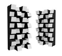 Lot de 2 diffuseurs acoustiques | Diffusion et absorption du son 2D | 50 x 25 cm | Panneau d'art mural | Contrôle du bruit et réduction de l'écho | [SIRIUS-HALF | Blanc]