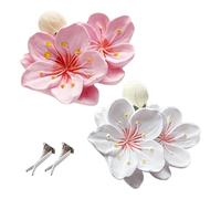 Lot de 2 diffuseurs d'air pour voiture, diffuseurs d'huiles essentielles en forme de fleur pêcher, diffuseur en plâtre 5, 3 x 6, 1 cm avec clips 'aération, ornement voiture réaliste et ad