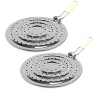 Lot de 2 diffuseurs de chaleur à double épaississement, réducteurs de flamme, plaque de mijotage en acier inoxydable pour cuisinières électriques et à gaz, 20,3 cm pour cuisinière à gaz, conduit la