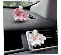 Lot de 2 diffuseurs de désodorisant pour voiture, diffuseurs d'huile voiture en forme fleur pêcher, 2 couleurs, diffuseur gypse, 1 x, 4 pouces avec clips d'aération, ornement réalist