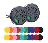 Lot de 2 diffuseurs de parfum essentiels pour voiture, aromathérapie - Contient 2 accessoires de voiture à l'intérieur et 20 noyaux de rechange - Pour salon et bureau (arbre)