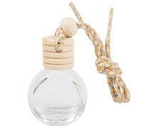 Lot de 2 diffuseurs de voiture à suspendre : diffuseur vide pour huiles essentielles en verre transparent | Remorque d'aromathérapie de parfum avec casquettes en bois, décoration auto faim