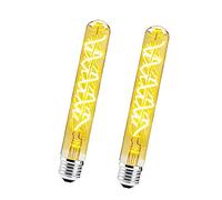 Lot de 2 Dimmable 6W Ampoule Tube Longue Edison Led Spiralé Filament E27 T30 6W AmpouleVerre Ambré, Blanc Chaud 2700K Vintage Lampe Décorative Rétro Edison Ampoule pour Restaurant Café Bar