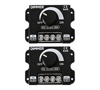 Lot de 2 Dimmer PWM 12V/24V 30A pour LED Rubans, Contrôleur Lumière avec Cadran Manuel, Régulateur Stufenlos Compatible LEDs Dimmer DC avec Fonction Mémoire et Boîtier en Métal Solide
