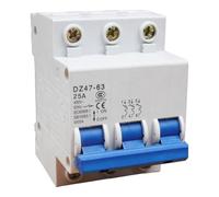 Lot de 2 Disjoncteur miniature tripolaire, 25 A, 400 V, pour montage sur rail DIN, sectionneur CA résidentiel DZ47-63 C25