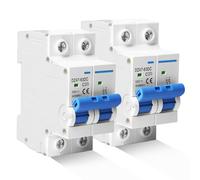 Lot de 2 disjoncteurs DC pour installation PV, 500 V 20 A, 2 pôles, disjoncteur automatique pour systèmes photovoltaïques, interrupteur d'air de protection 35 mm, montage sur rail DIN
