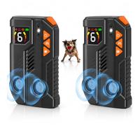 Lot de 2 dispositifs anti-aboiements automatiques pour chiens avec détection par IA, dispositifs de dissuasion des aboiements mains libres avec 2 émetteurs, 6 x 3 niveaux réglables, 4 modes IPX6