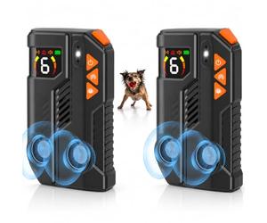 Lot de 2 dispositifs anti-aboiements automatiques pour chiens avec détection par IA, dispositifs de dissuasion des aboiements mains libres avec 2 émetteurs, 6 x 3 niveaux réglables, 4 modes IPX6
