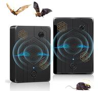 Lot de 2 dispositifs répulsifs à chauves-souris améliorés pour se débarrasser des chauves-souris dans le grenier, mini chauve-souris réglable à ultrasons à piles pour intérieur et extérieur