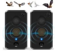 Lot de 2 dispositifs répulsifs à ultrasons pour grenier - Rechargeable - Pour éloigner les chauves-souris de la maison, du porche, du toit - Système électronique d'exclusion anti-oiseaux