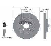 Lot de 2 Disque de frein TEXTAR 92281803 517122W000 517124Z000