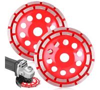 Lot de 2 disques abrasifs diamantés Extra Speed 125 mm x 22,23 mm Double rangée Pour béton, pierre, pierre naturelle, colle à carrelage, granit, maçonnerie, chape sèche