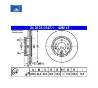 Lot de 2 Disques de frein ATE 24.0125-0147.1 MAZDA G26Y-33-25XA GJ6Y-33-25XA