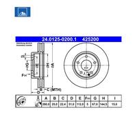 Lot de 2 Disques de frein ATE 24.0125-0200.1 MERCEDES-BENZ 246 421 00 12