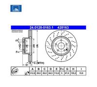 Lot de 2 Disques de frein ATE 24.0128-0163.1 MERCEDES-BENZ 230 421 04 12