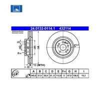 Lot de 2 Disques de frein ATE 24.0132-0114.1 MERCEDES-BENZ 163 421 03 12