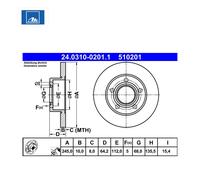 Lot de 2 Disques de frein ATE 24.0310-0201.1 AUDI 4A0 615 601 A 8E0 615 601