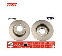 Lot de 2 Disques de frein TRW Automotive DF4039 AUDI 4B0 615 601 B
