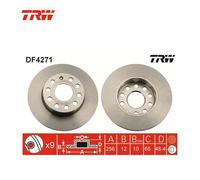 Lot de 2 Disques de frein TRW Automotive DF4271 AUDI 1K0 615 601 AC 1KD 615 601