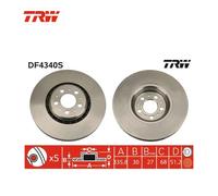 Lot de 2 Disques de frein TRW Automotive DF4340S VOLVO 30657301 306573013