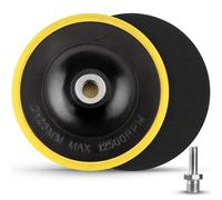 Lot de 2 disques de ponçage - 125 mm - Avec adaptateur de foret M14 - Fermeture - Tampon de polissage - Crochet et boucle - Pour perceuse et polisseuse - Jaune