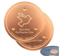 Lot de 2 disques de purification pour bain d'oiseaux en cuivre avec support triple point, fréquence de nettoyage plus faible pour une eau sûre physique, convient pour les bains d'oiseaux en plein air