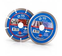 Lot de 2 Disques Diamant 115 mm à Béton, Maçonnerie/Carrelage, faïence - Disque diamanté Meuleuse 115 mm à tronçonner Béton Pierre Briques et matériaux de construction. Lot de 2 disques 115mm