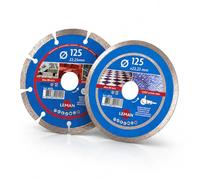Lot de 2 Disques Diamant 125 mm à Béton, Maçonnerie/Carrelage, faïence - Disque diamanté Meuleuse 125 mm à tronçonner Béton Pierre Briques et matériaux de construction. Lot de 2 disques 125mm
